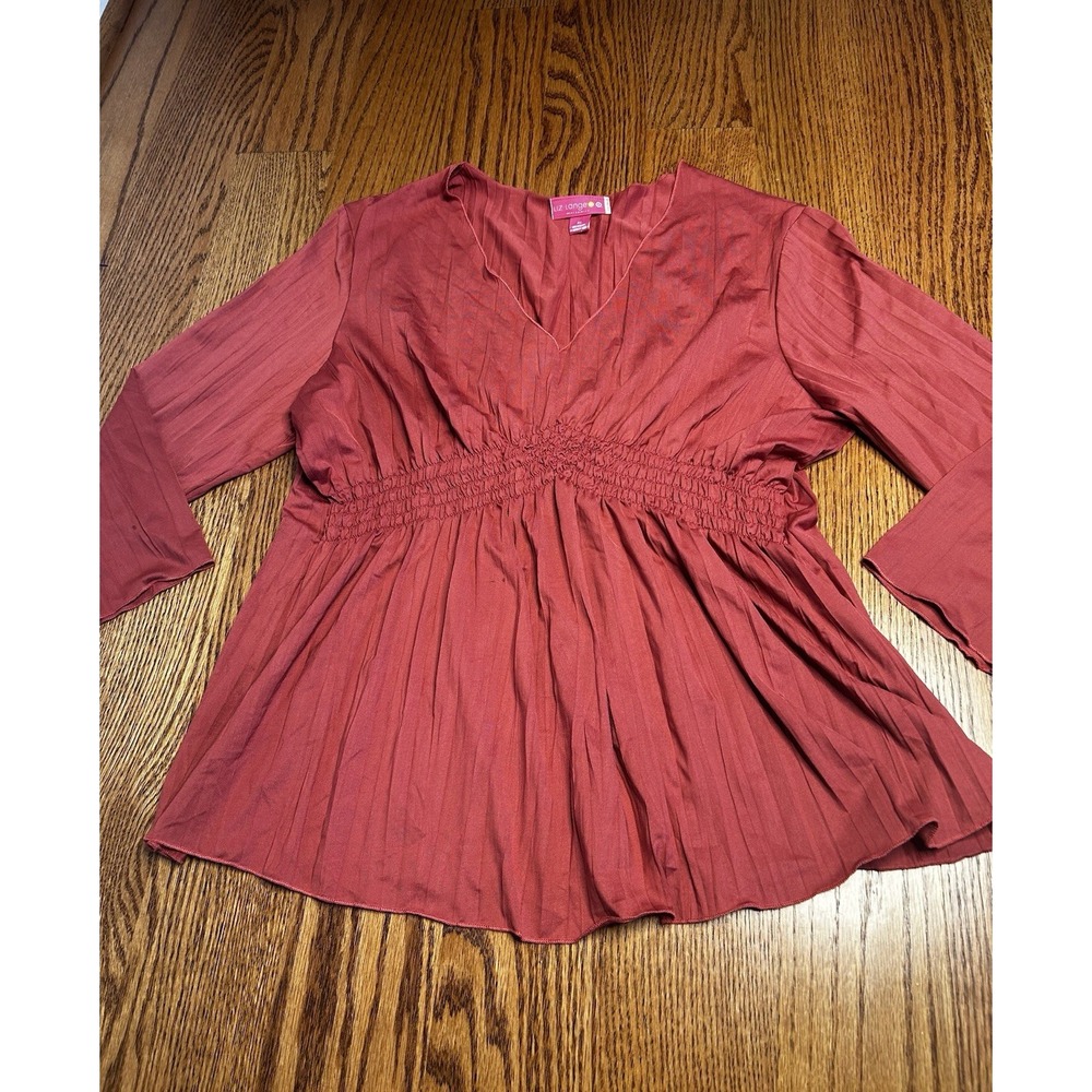 Liz Lange for Target Maternity Blouse XL Red Empire Waist V Neck 3/4 Sleeve